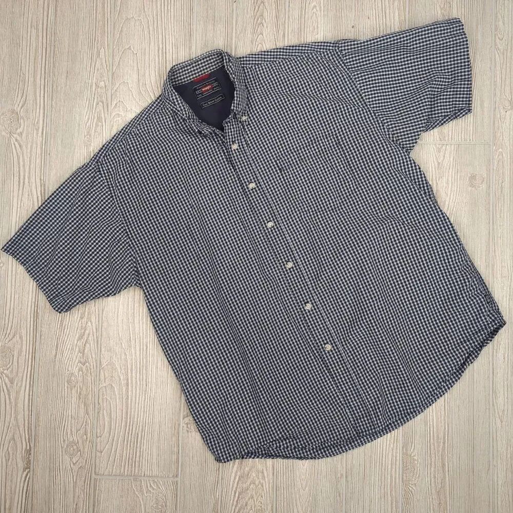 Vintage Y2K Wrangler Men's Large Cool River Cotton Blue White Button Down Shirt